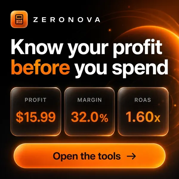 ZeroNova — know your profit before you spend, 17 free dropshipping calculators